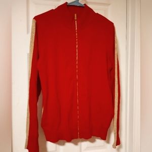 Jones New York red zip up sweater size XL like new